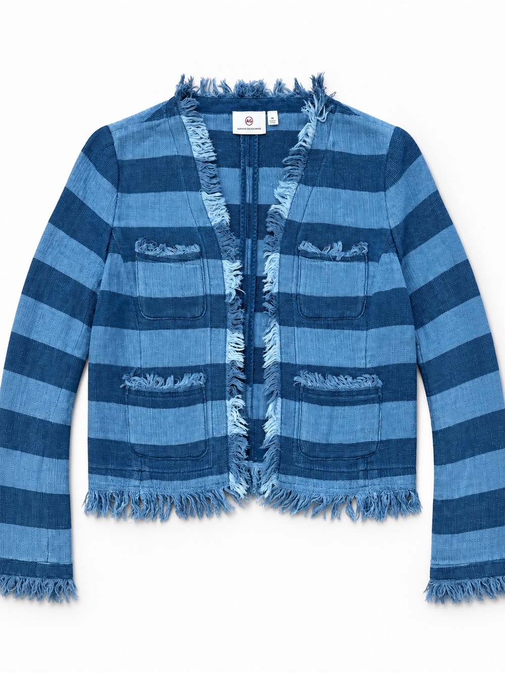 ✦ AG Adriano Goldschmied Capucine Striped Fringe Jacket – Size Medium